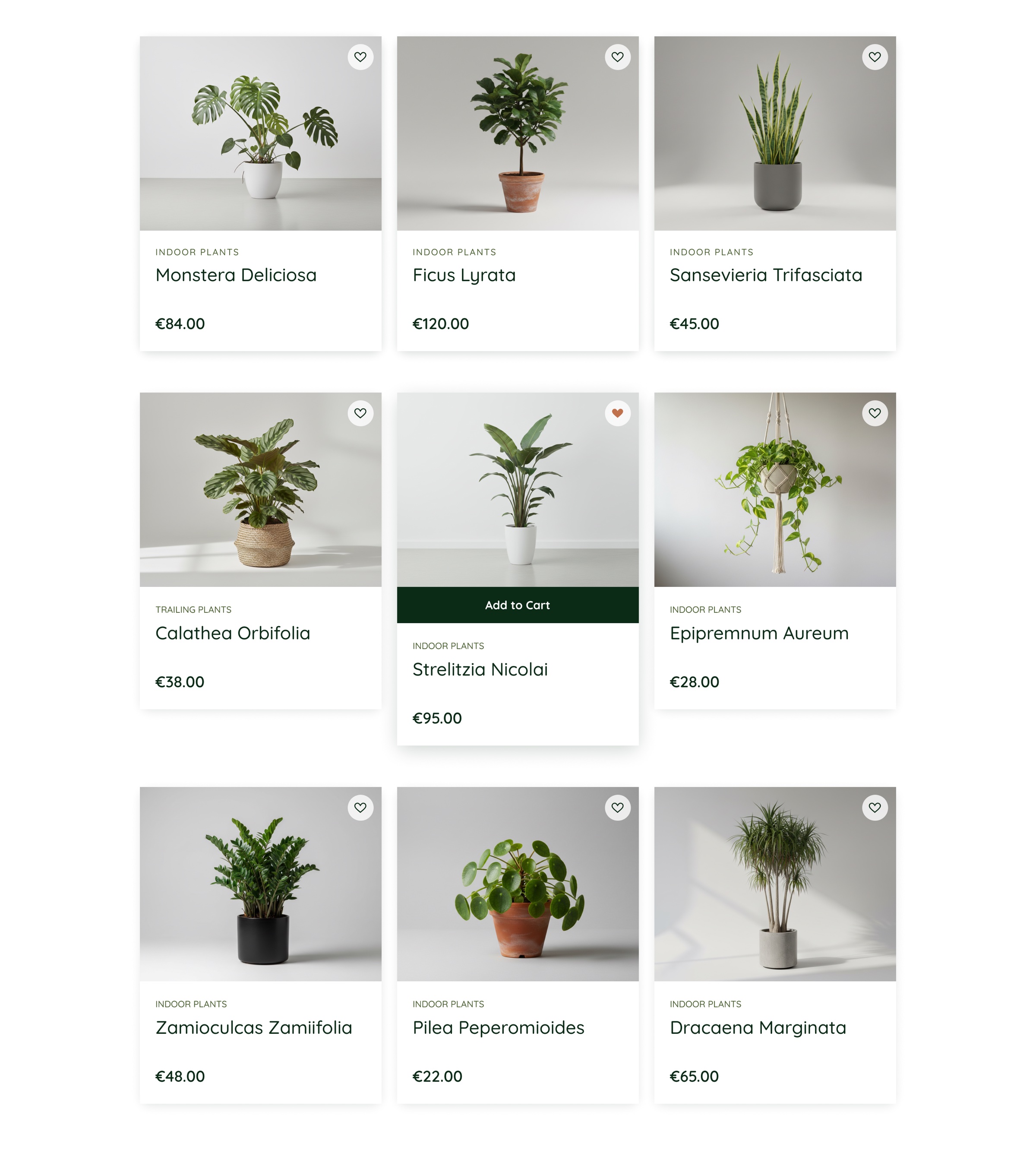 Catalogue grid with filters applied
